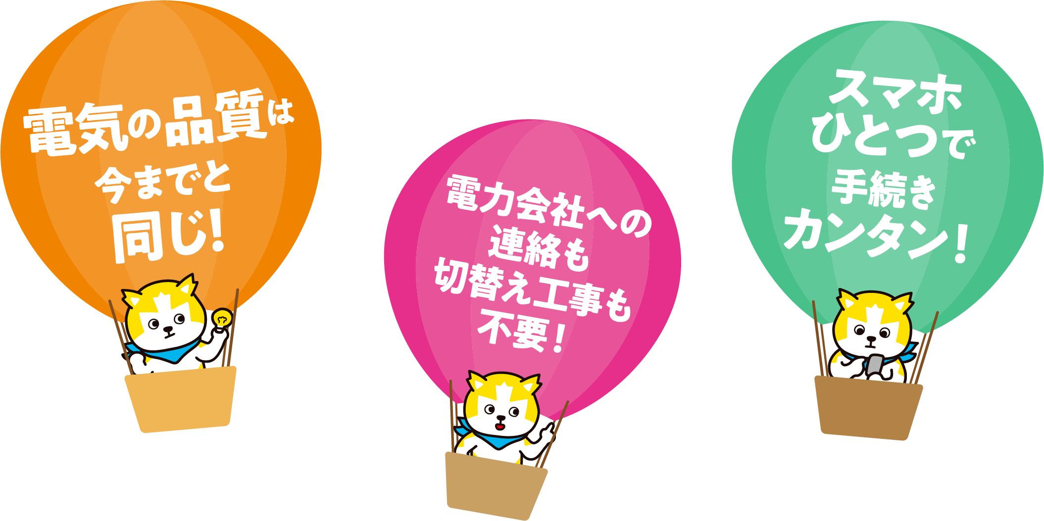 ossu!電気の品質は今までと同じ！電力会社への連絡も切替え工事も不要！スマホひとつで手続きカンタン！